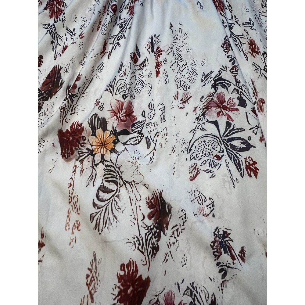 Boho Floral Hi Low Maxi Dress XXL Cream Burgundy Bell Sleeve V-Neck Empire Waist - Picture 10 of 12